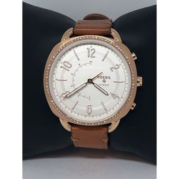 Fossil Q FTW1200 Women Brown Leather Analog Silver Dial Hybrid Smart Watch CM275 - Picture 1 of 9